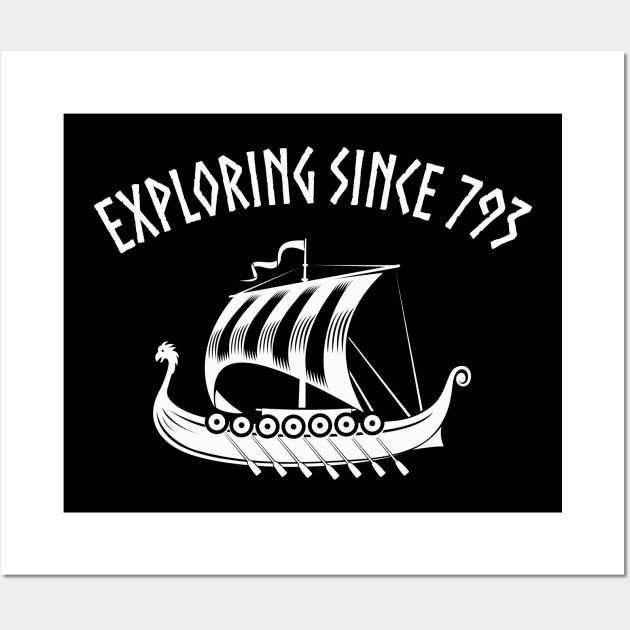 Viking Dragon Boat Discoverer Humor Boat Wall Art by Foxxy Merch